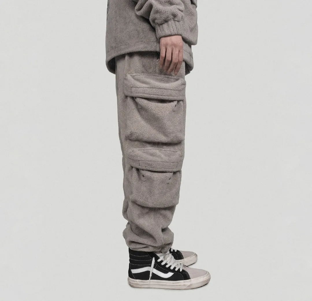 2077 Mens Winter Soft Casual Streetwear Loose POCKETS Trousers Kanye Bottom Zipper Trouser-BB298