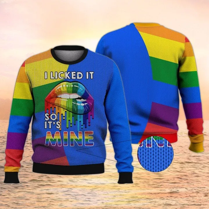 3D All Over Print LGBT Shirt, I Licked It So It's Mine Pride Hoodie, Couple Gay Clothing, LGBT Gifts