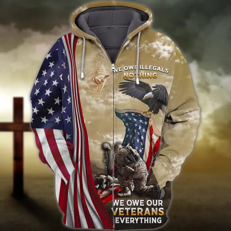 3D Veteran Shirt Men, We Owe Our Veterans Everything, Veteran Hoodie