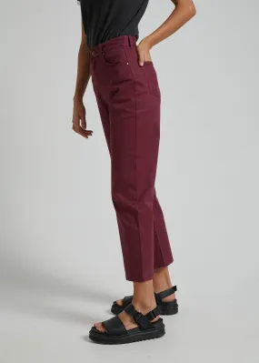 Afends Womens Shelby - Hemp High Waist Wide Leg Pants - Port