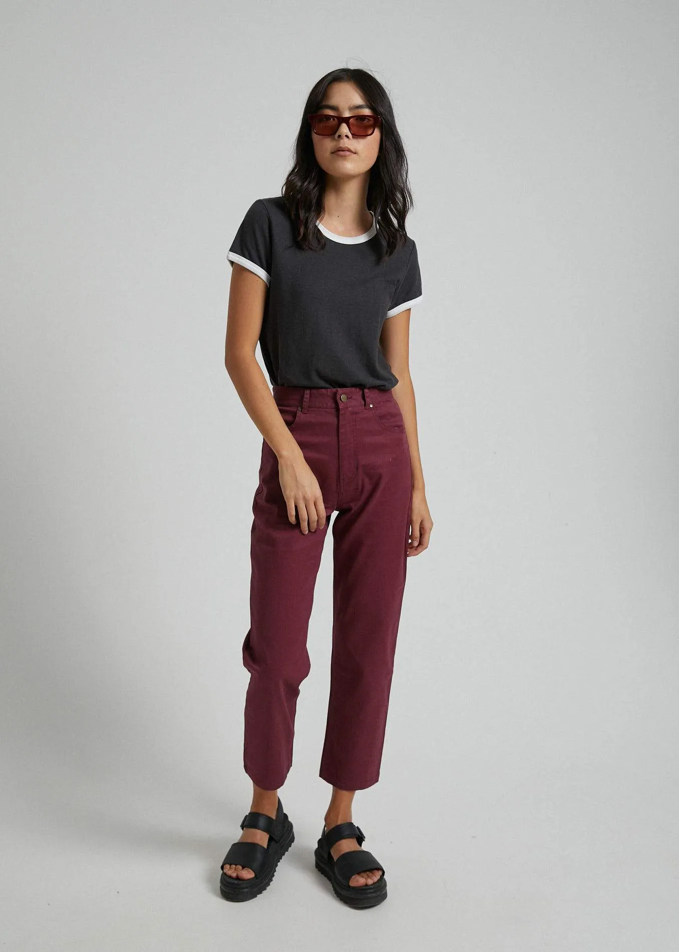 Afends Womens Shelby - Hemp High Waist Wide Leg Pants - Port