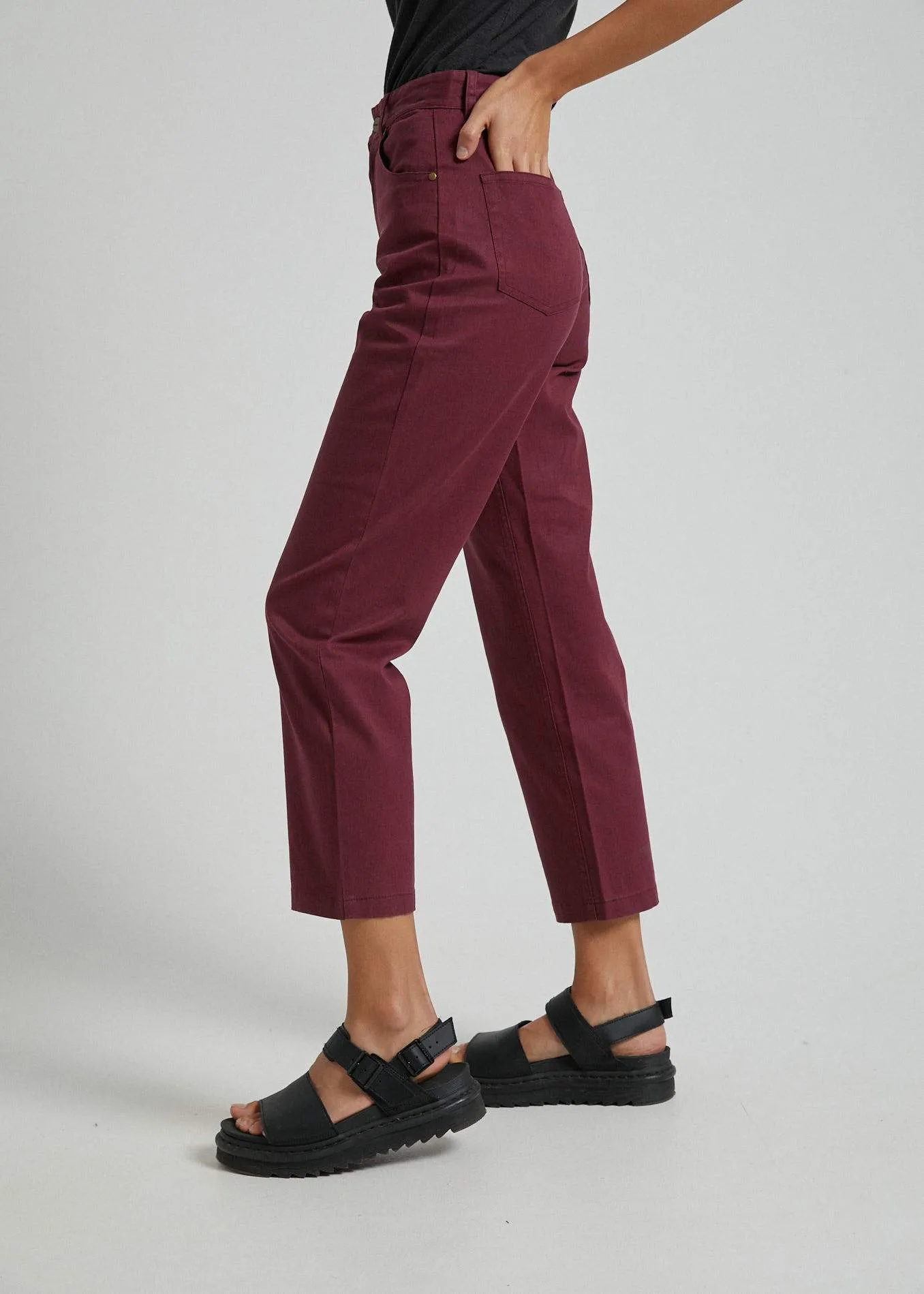 Afends Womens Shelby - Hemp High Waist Wide Leg Pants - Port