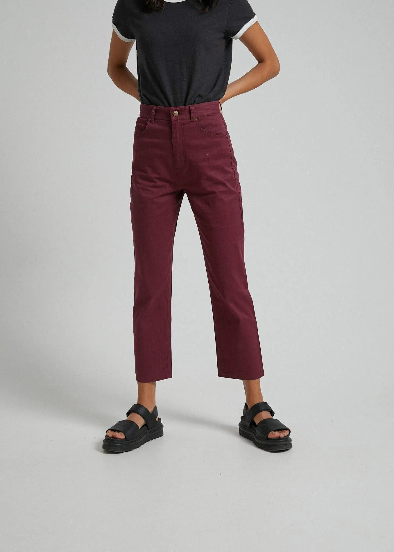 Afends Womens Shelby - Hemp High Waist Wide Leg Pants - Port