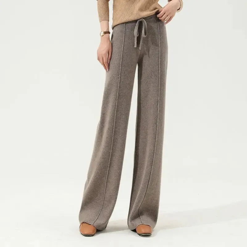 All-Match Solid Wide Leg High Waist Casual Thick Pants