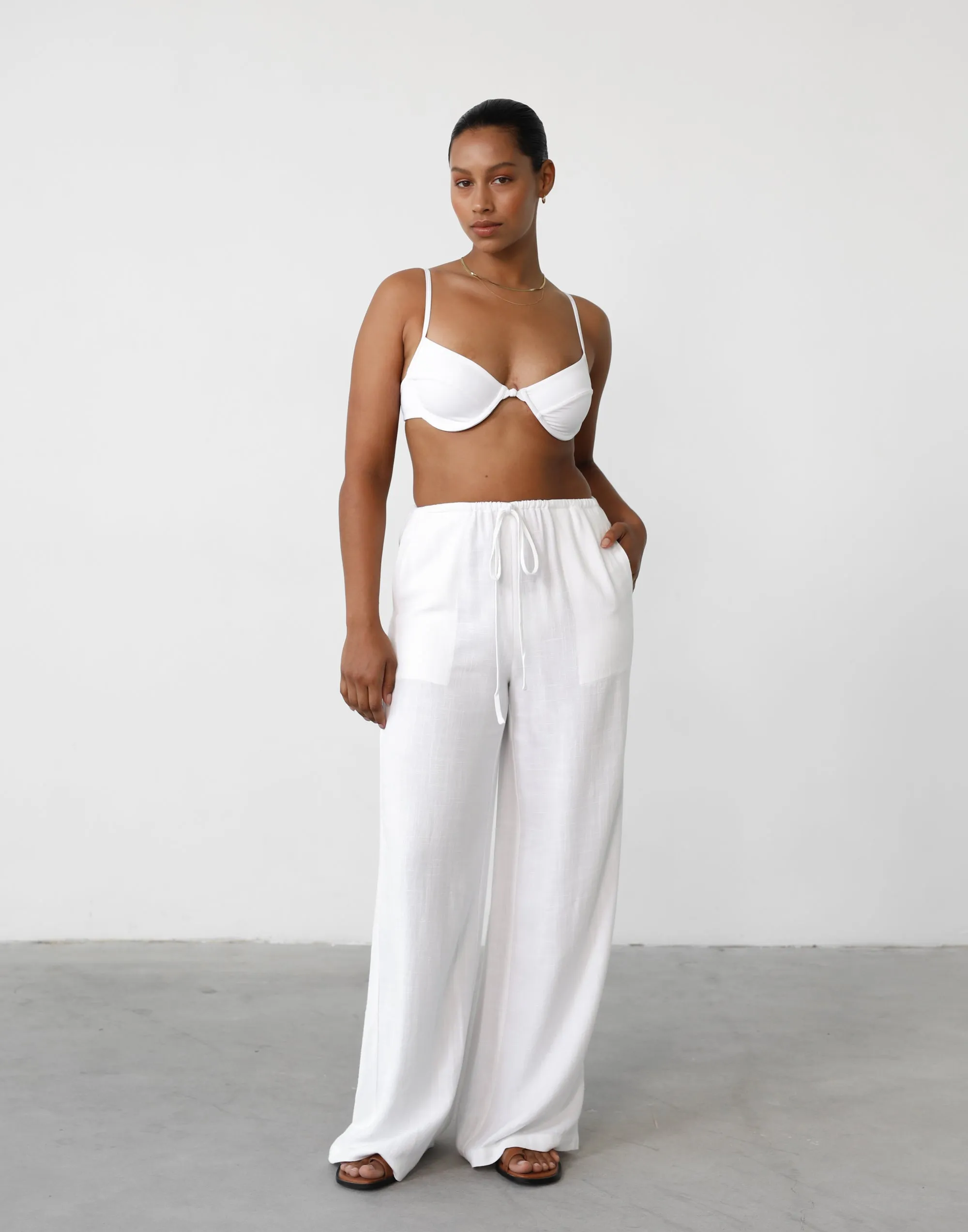 Amee Linen Pants (White)