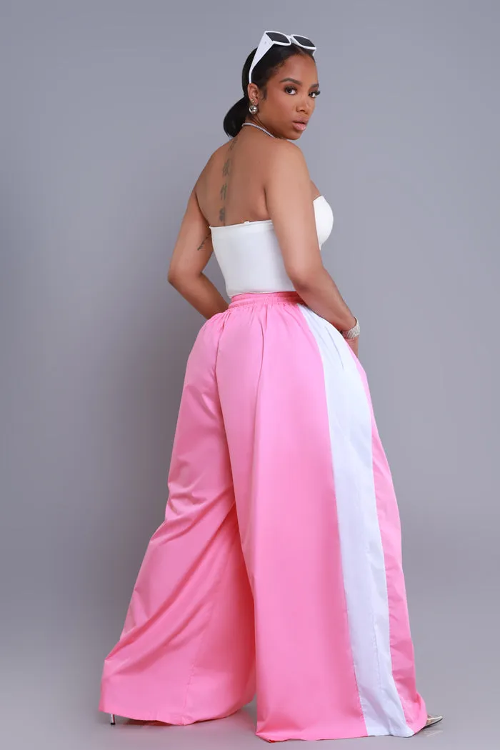 Around The World Wide Leg Pants - Pink/White