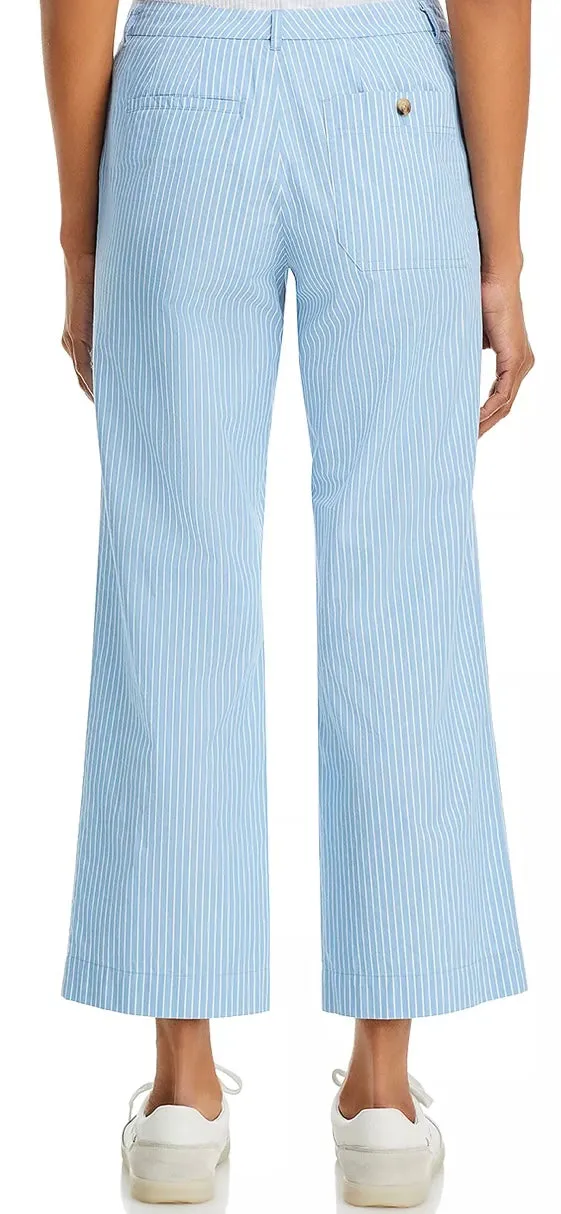 ATM-Superfine Twill Stripe Boyfriend Pant Summer Sky White