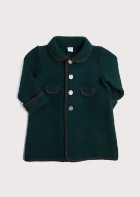 Austrian Single Breasted Coat With Grey Trim in Bottle Green (12mths-10yrs)