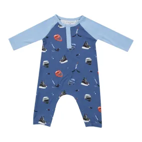 Baby Boy Rompers and Jumpsuits | Hockey Raglan Jumpsuit | Angel Dear