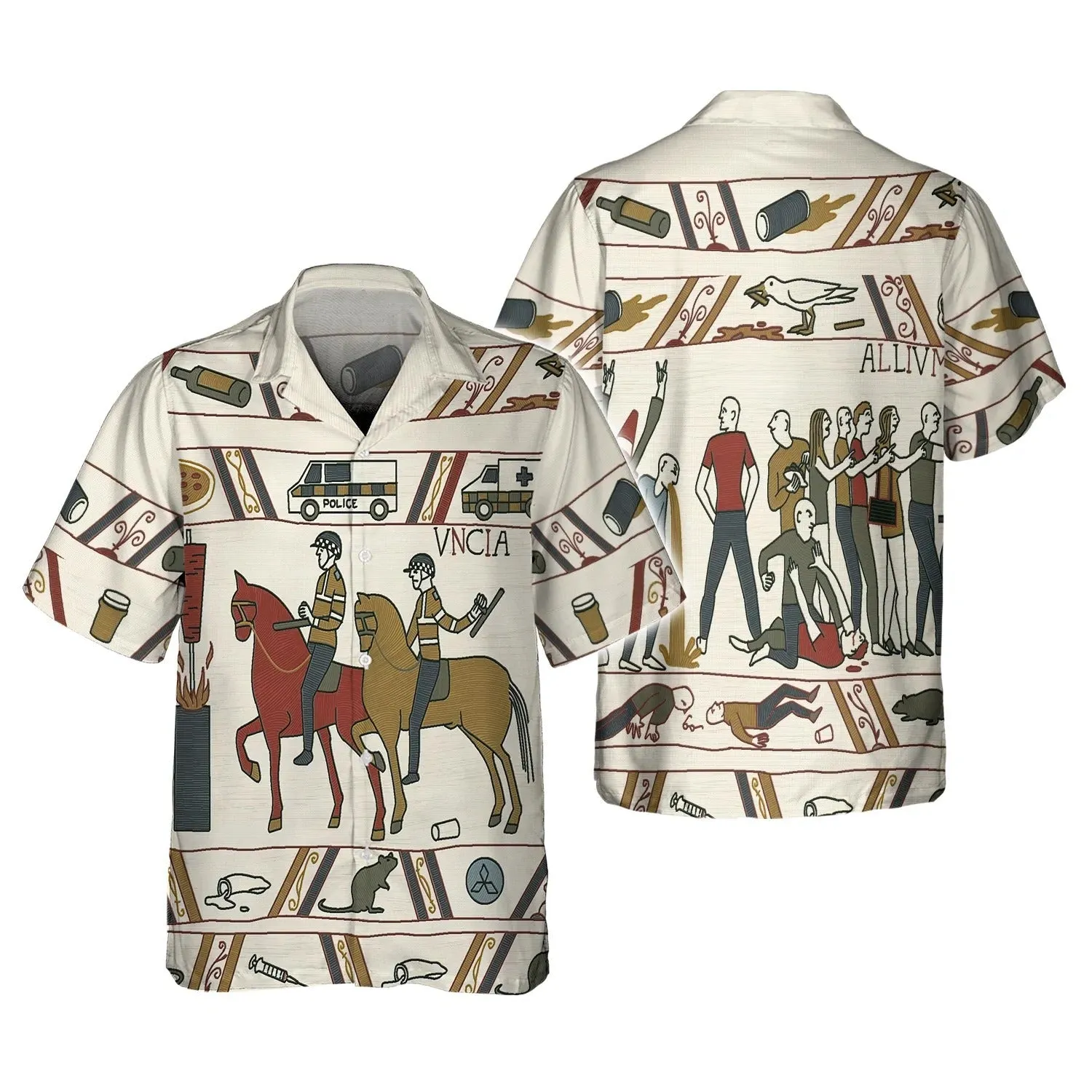 Bayeux Kicking Out Time 3D All Over Print Shirt Men Women, Cute Police Hoodie Hawaiian Shirt