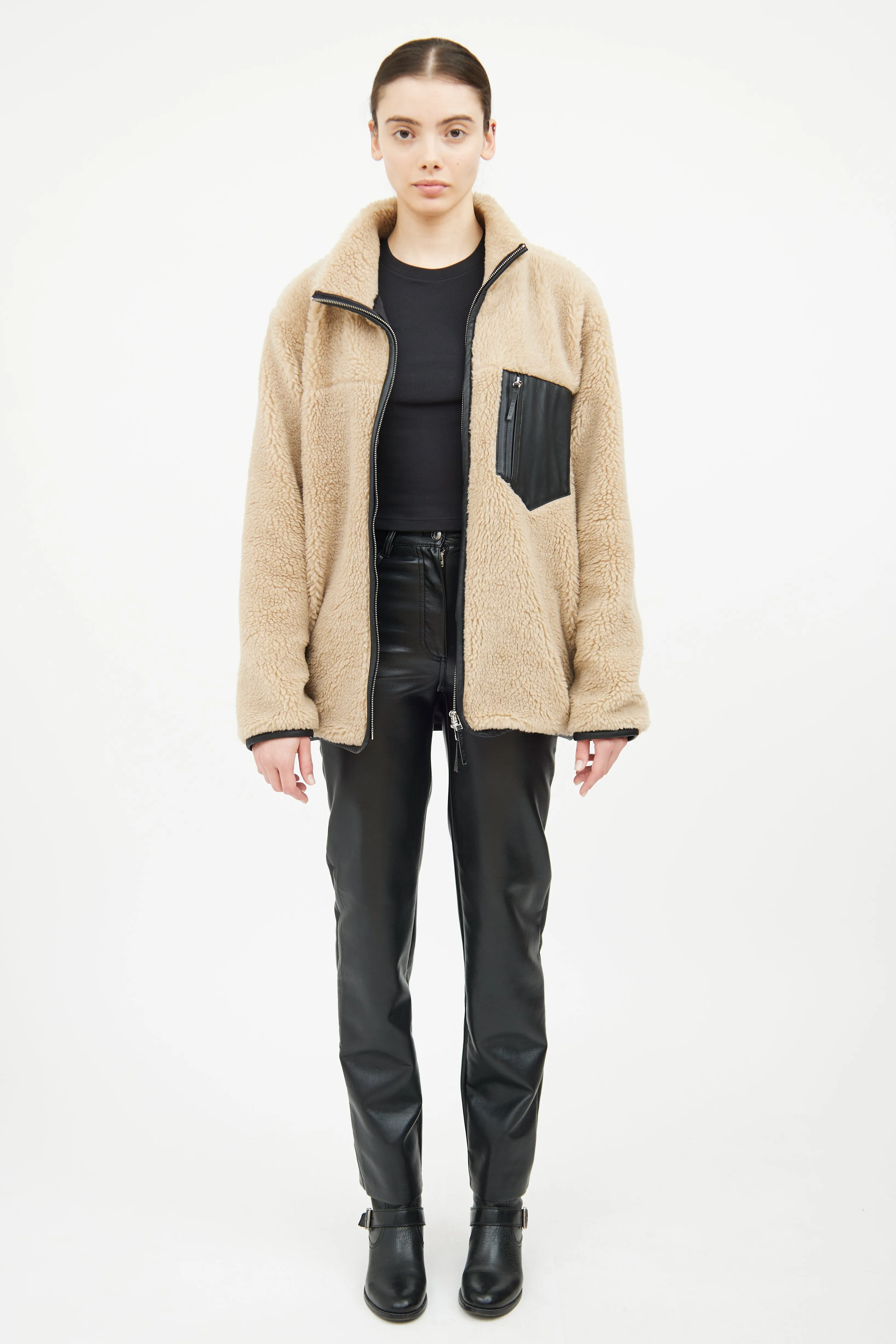 Beige & Black Sherpa Ryder Jacket