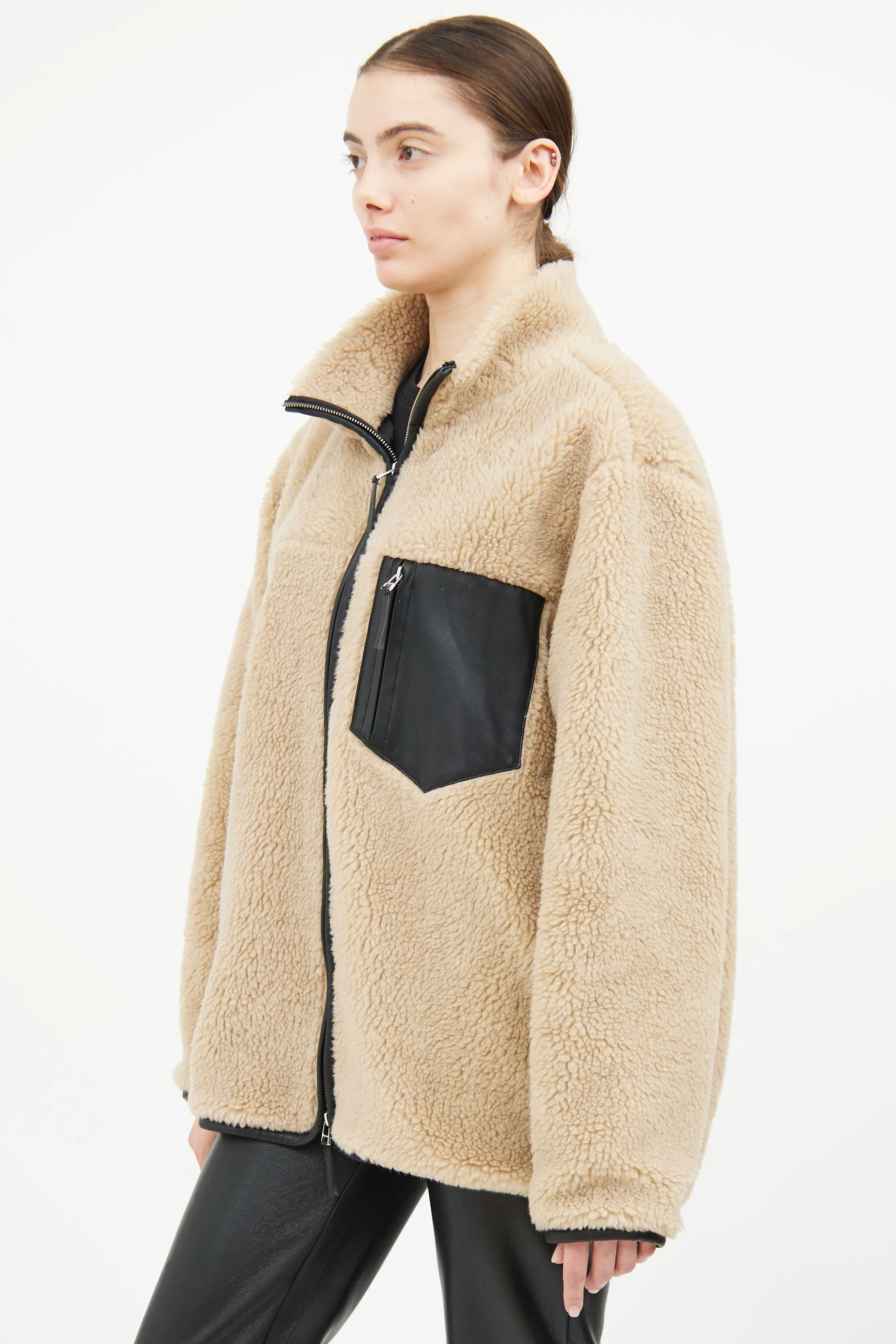 Beige & Black Sherpa Ryder Jacket