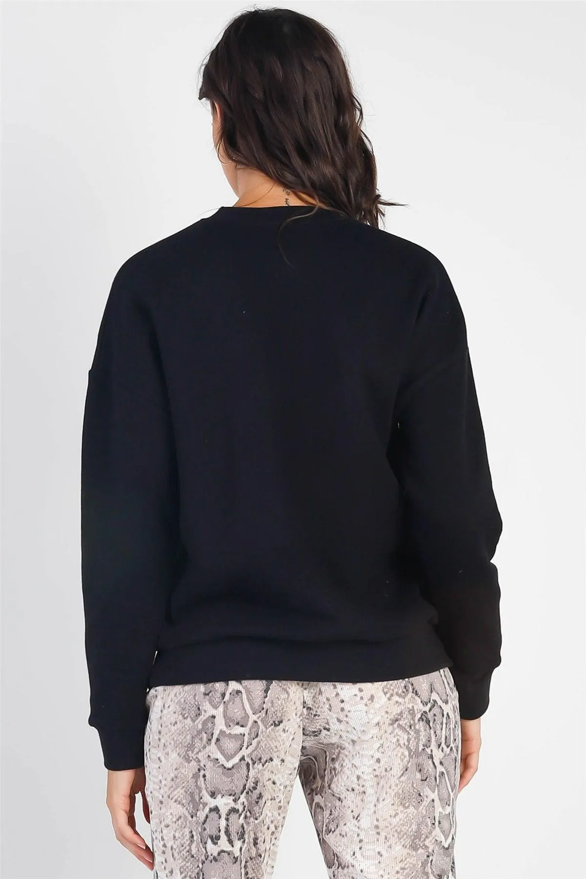 Black Cotton Long Sleeve Sweatshirt /1-1-2