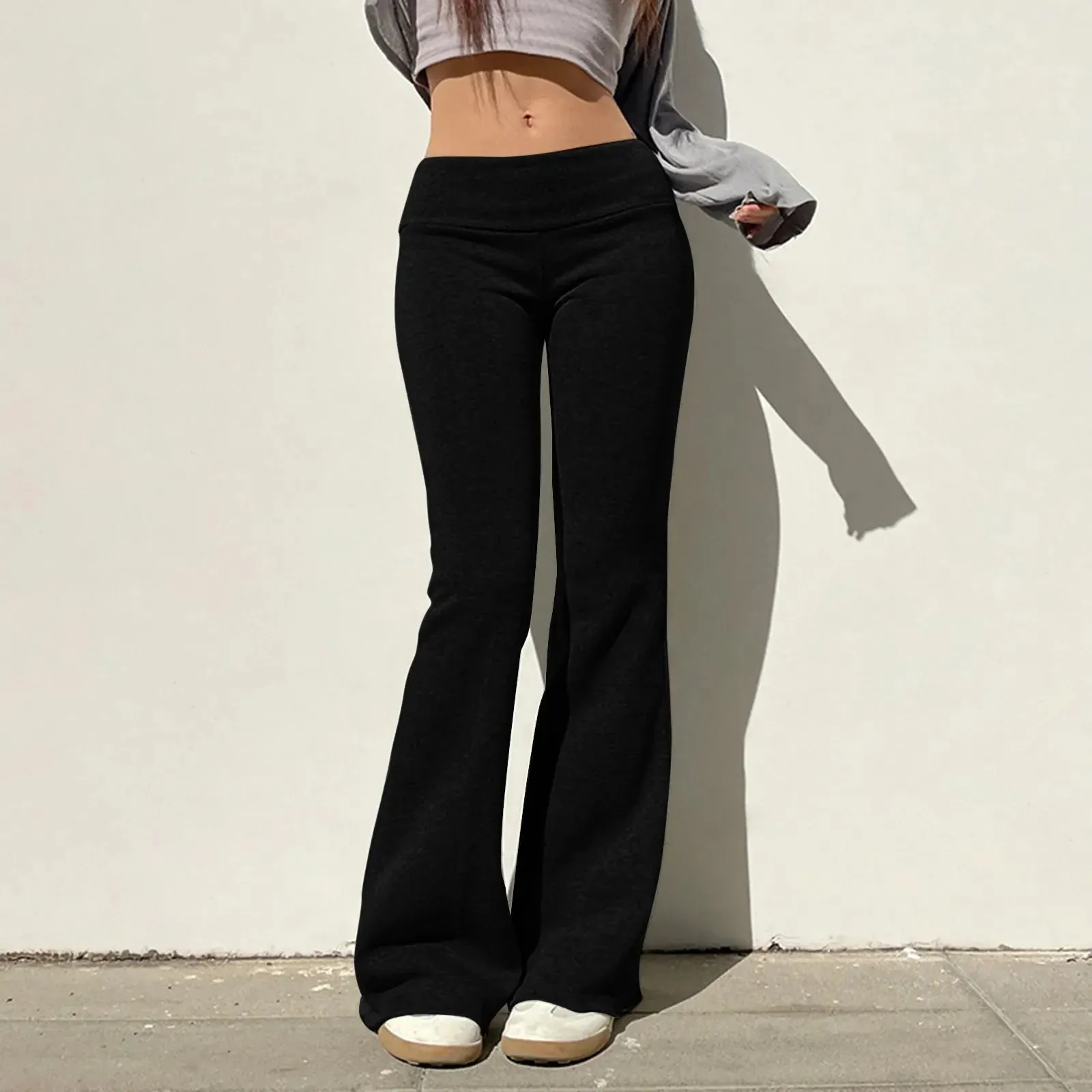 Black High Comfortable Stretch Sweat Casual Solid Streetwear All-match Fashion Pants