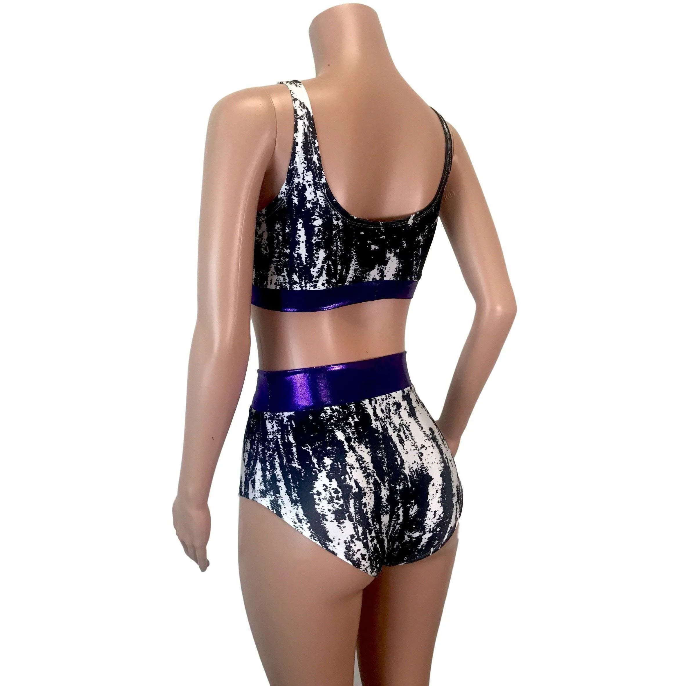 Black, White & Purple Mystique High Waist Bikini Outfit