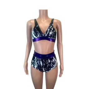 Black, White & Purple Mystique High Waist Bikini Outfit