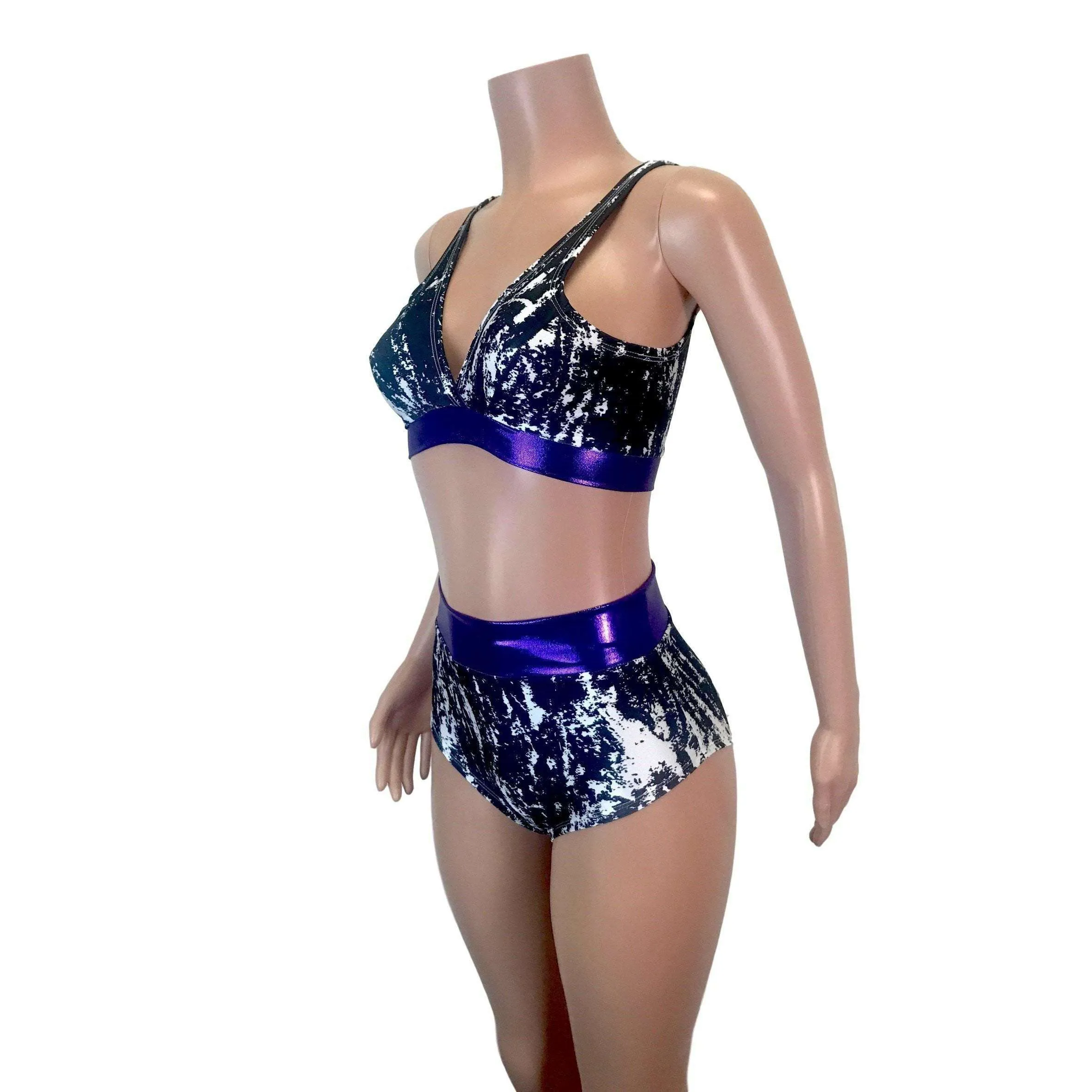 Black, White & Purple Mystique High Waist Bikini Outfit