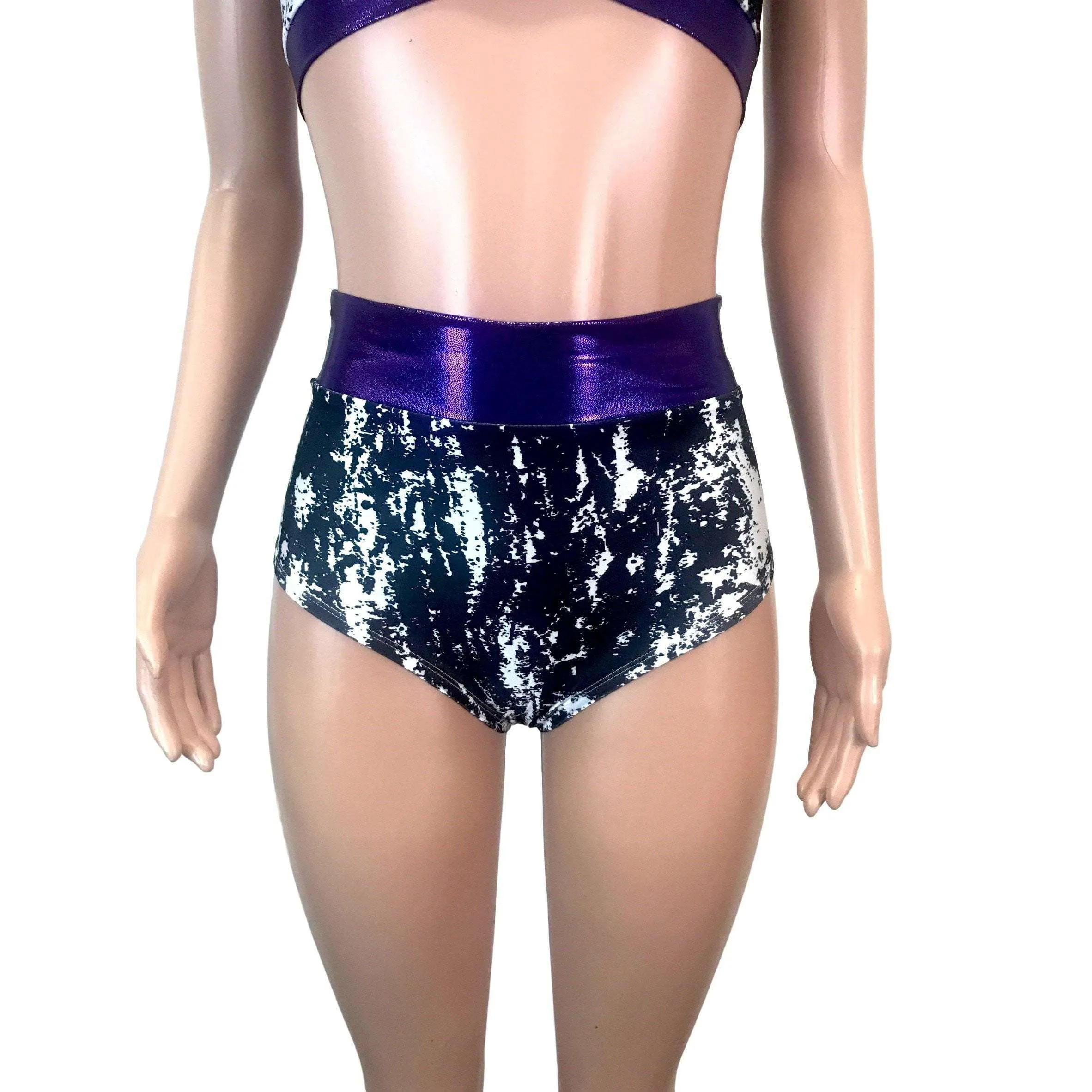 Black, White & Purple Mystique High Waist Bikini Outfit