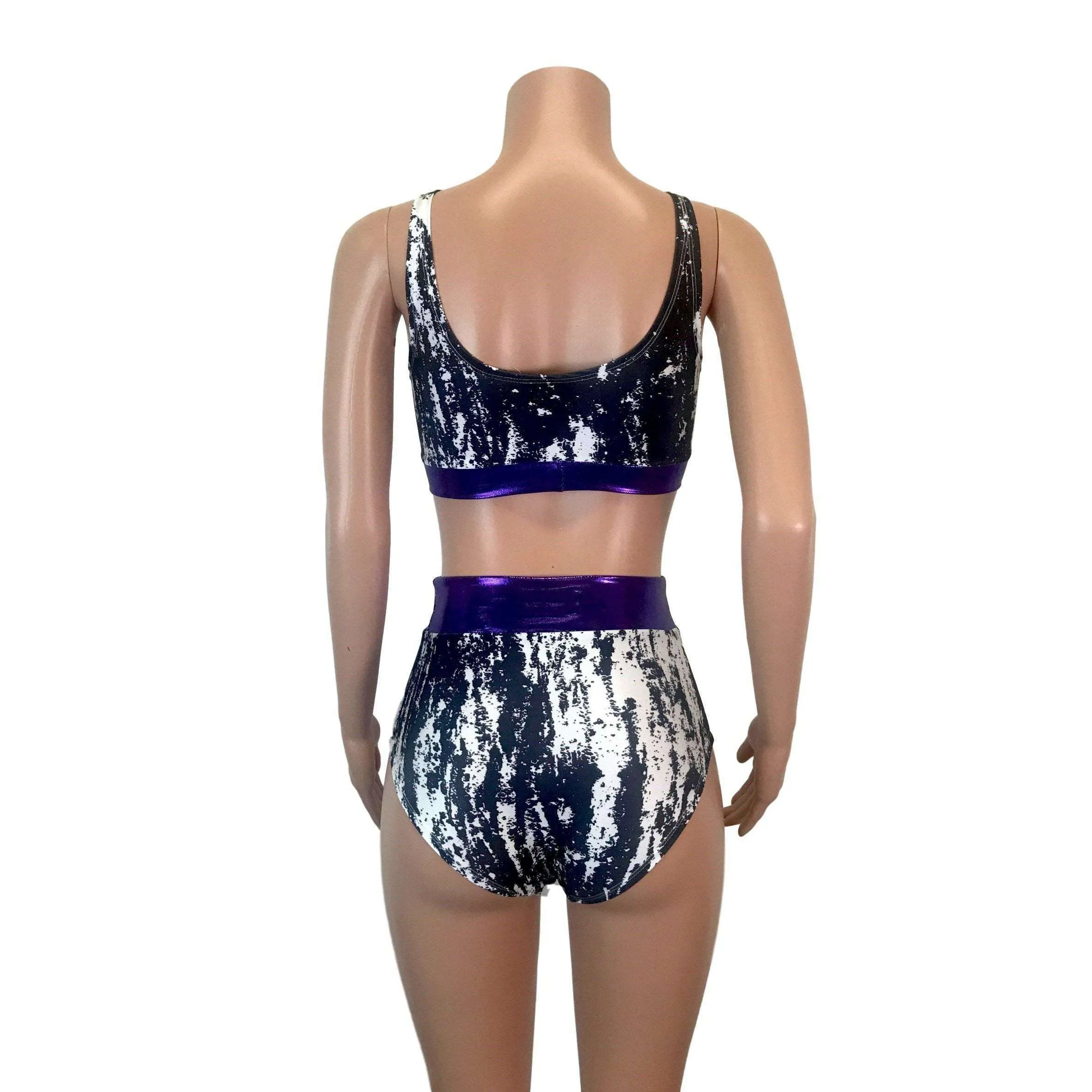 Black, White & Purple Mystique High Waist Bikini Outfit