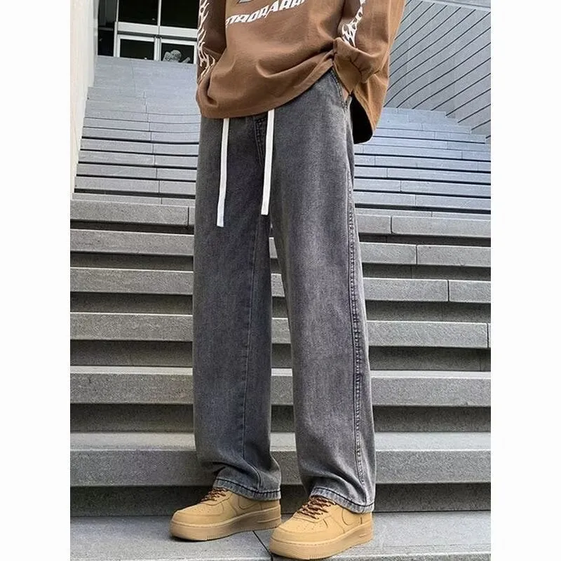 Bonsir 90s streetwear Jeans Men's Spring and Autumn New Loose All-Match Straight Pants High Street Vibe Retro Casual Trousers