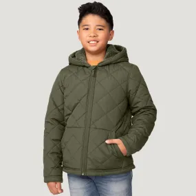 Boys' Quilted Reversible Hooded Jacket