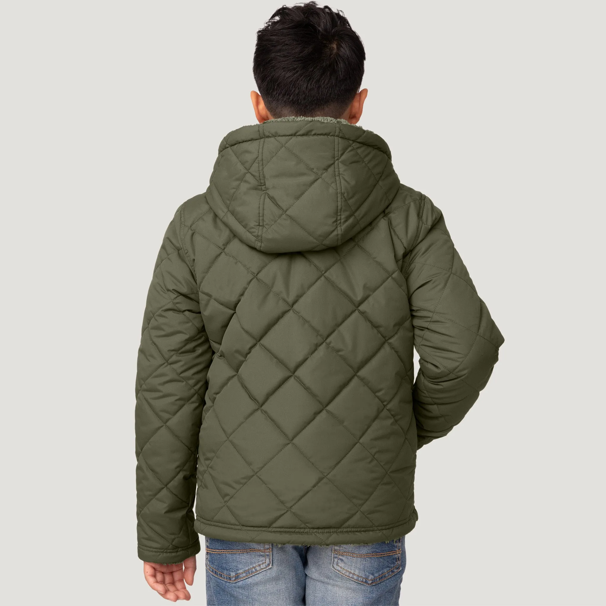 Boys' Quilted Reversible Hooded Jacket