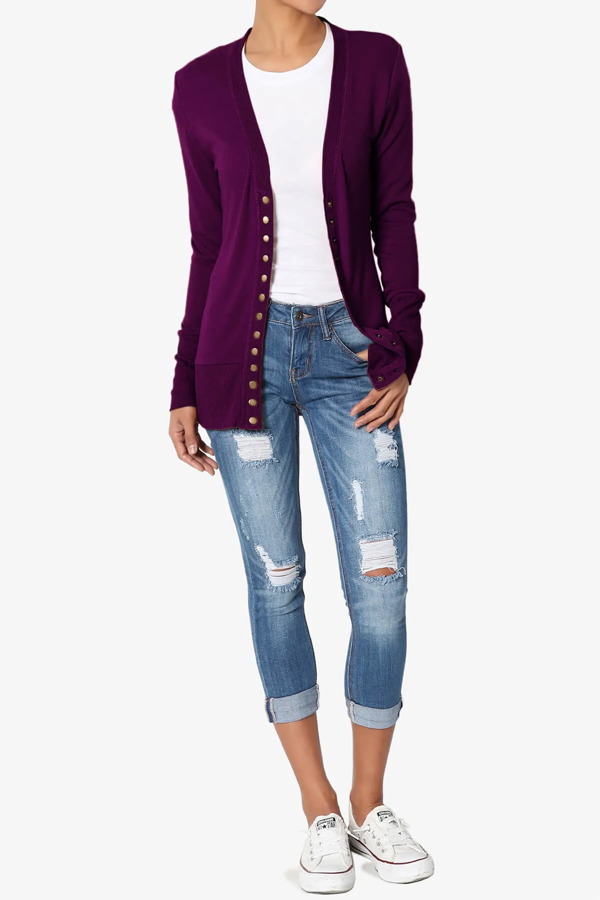 Braeden Snap Button V-Neck Cardigan