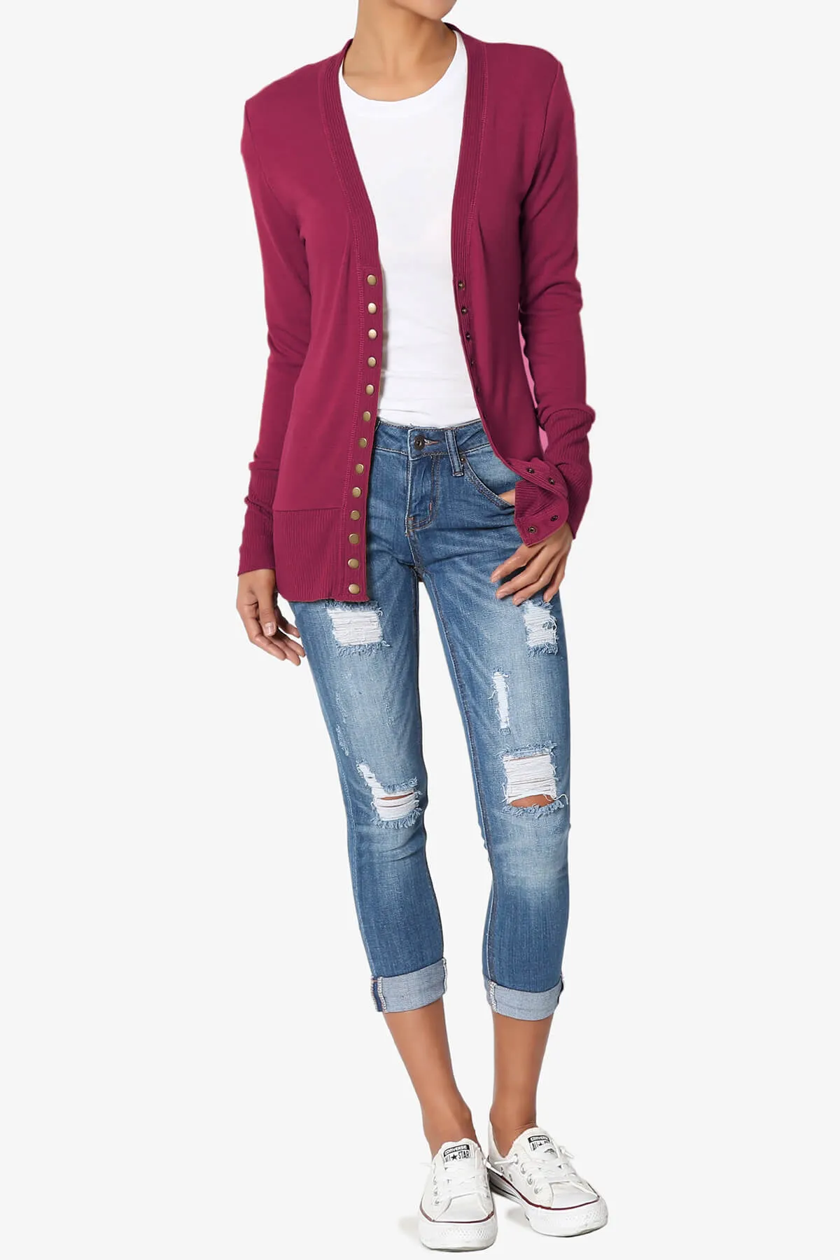 Braeden Snap Button V-Neck Cardigan