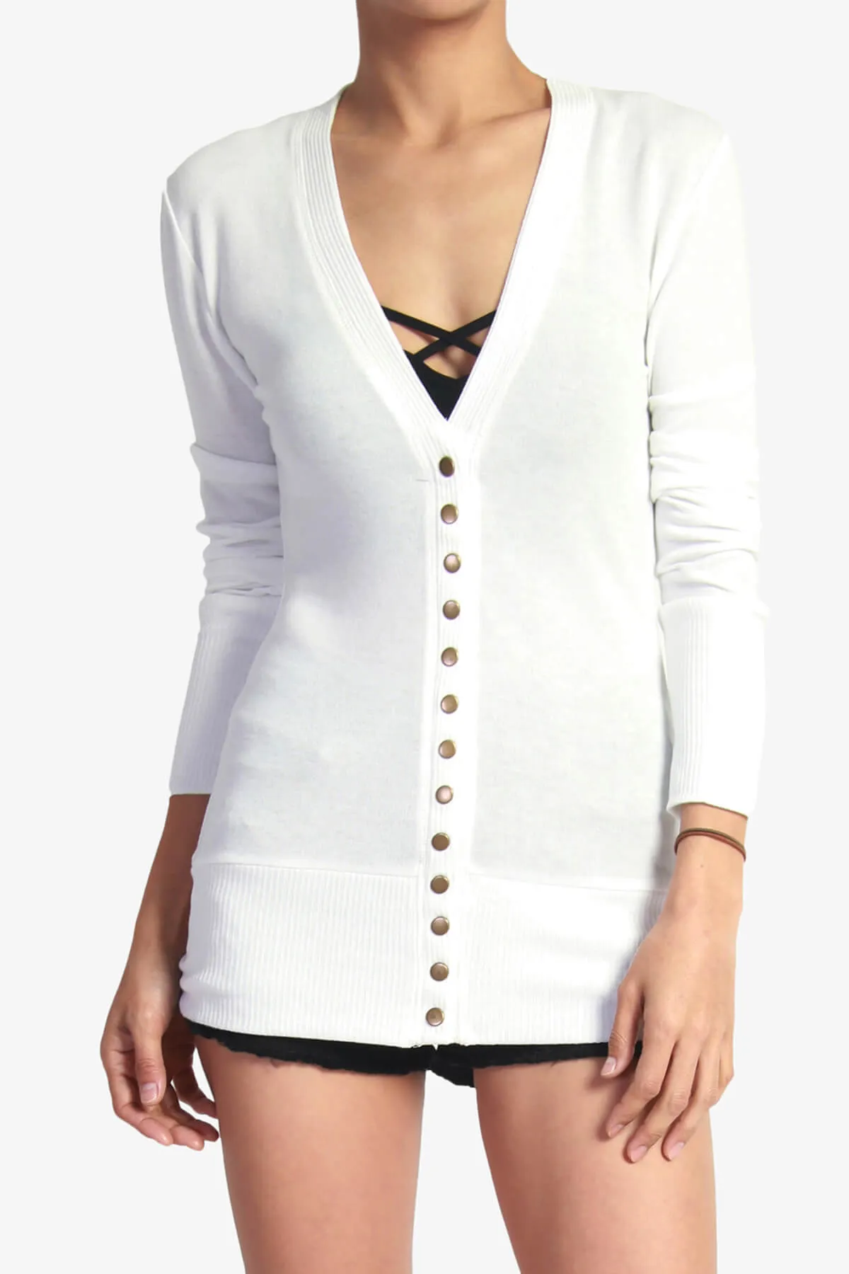 Braeden Snap Button V-Neck Cardigan