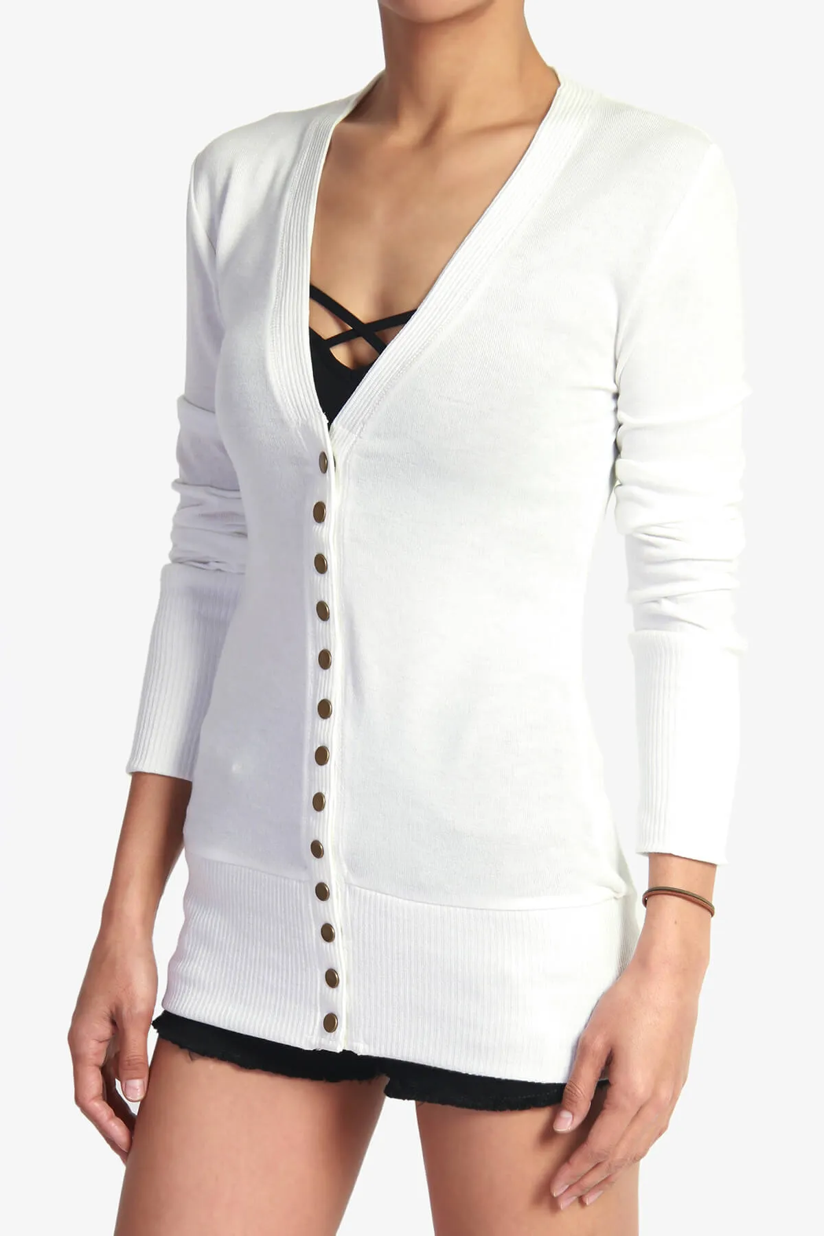 Braeden Snap Button V-Neck Cardigan