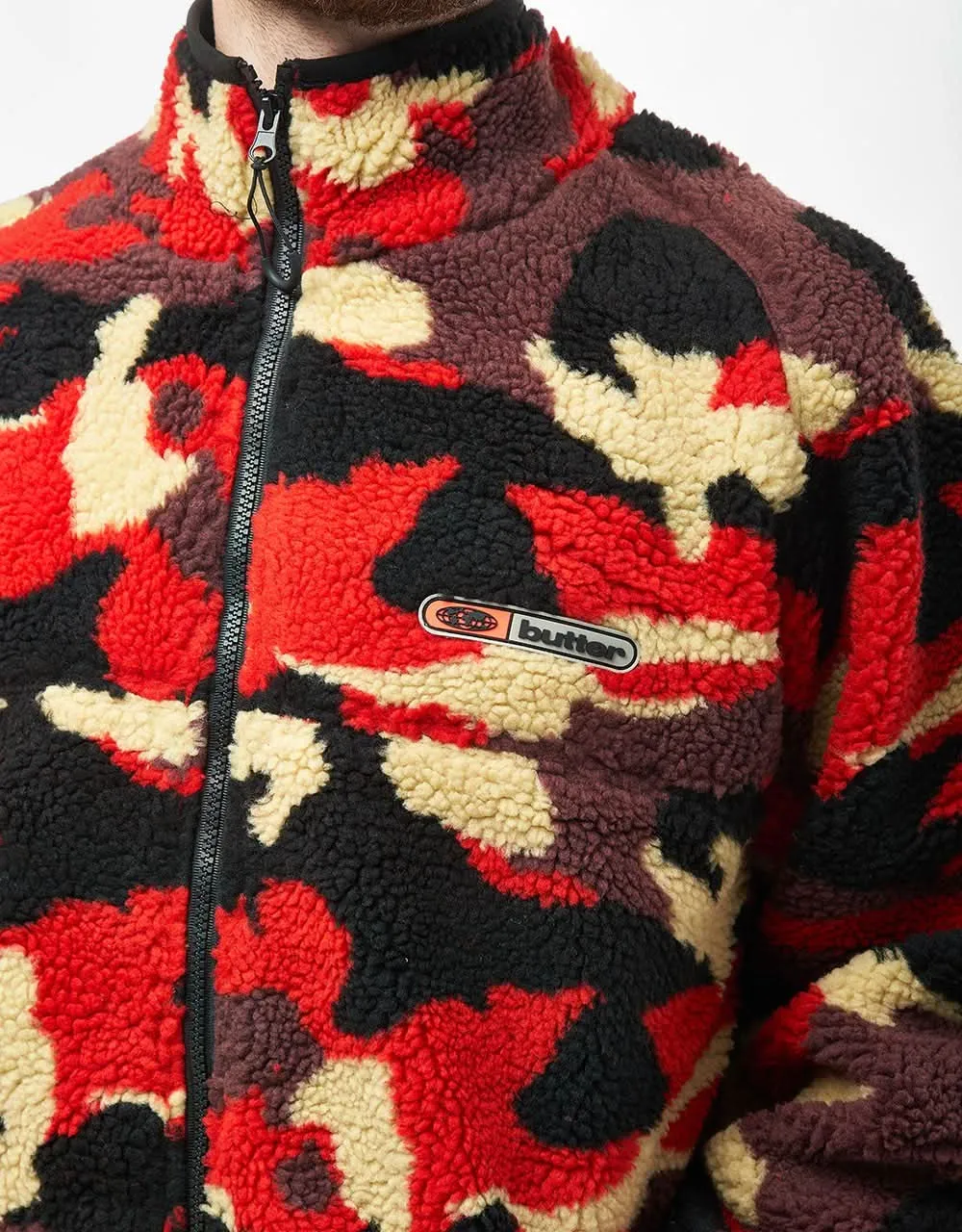 Butter Goods Camo Sherpa Jacket - Red