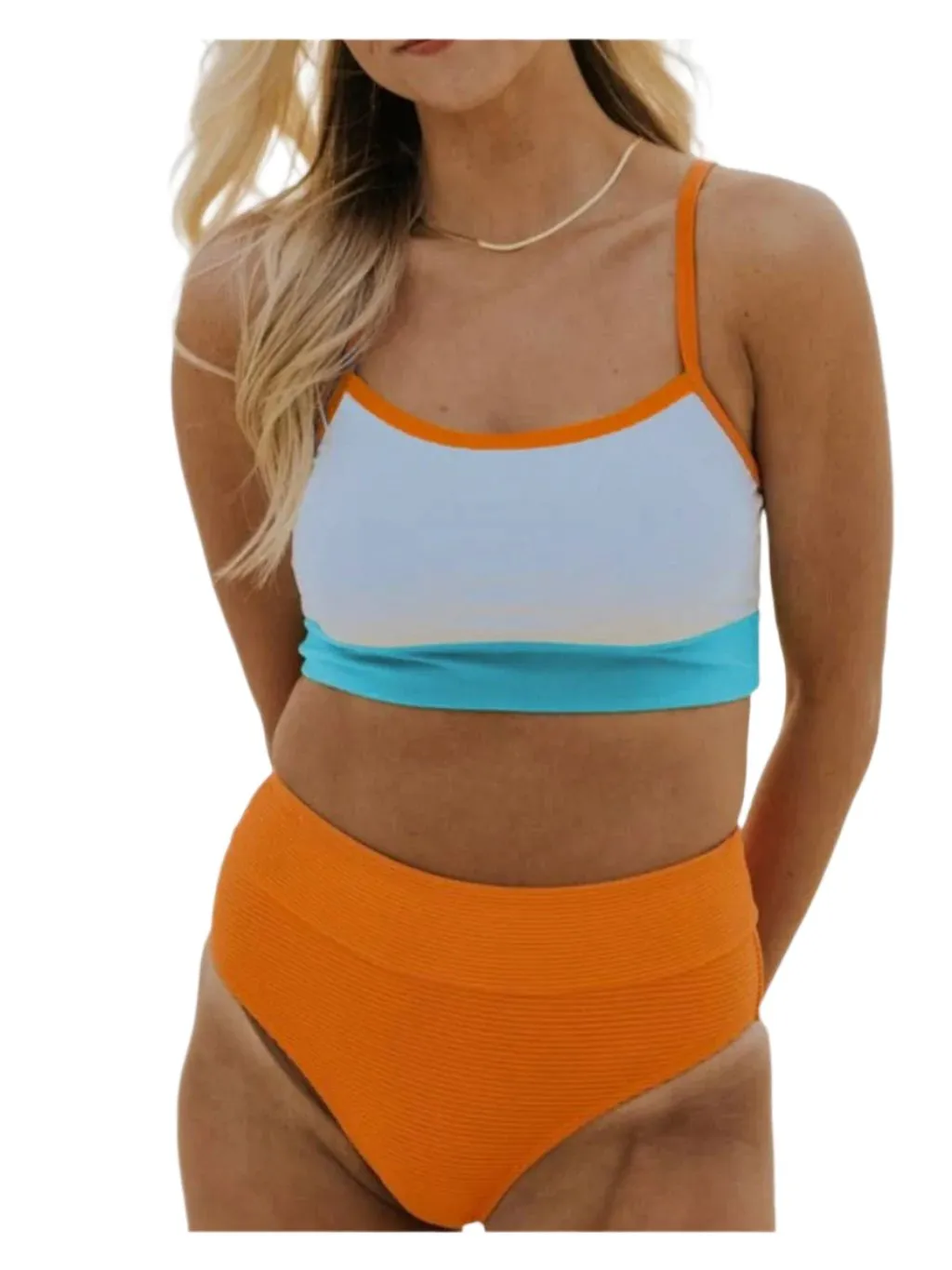 Colorblock High Waist Bikini Swimsuit