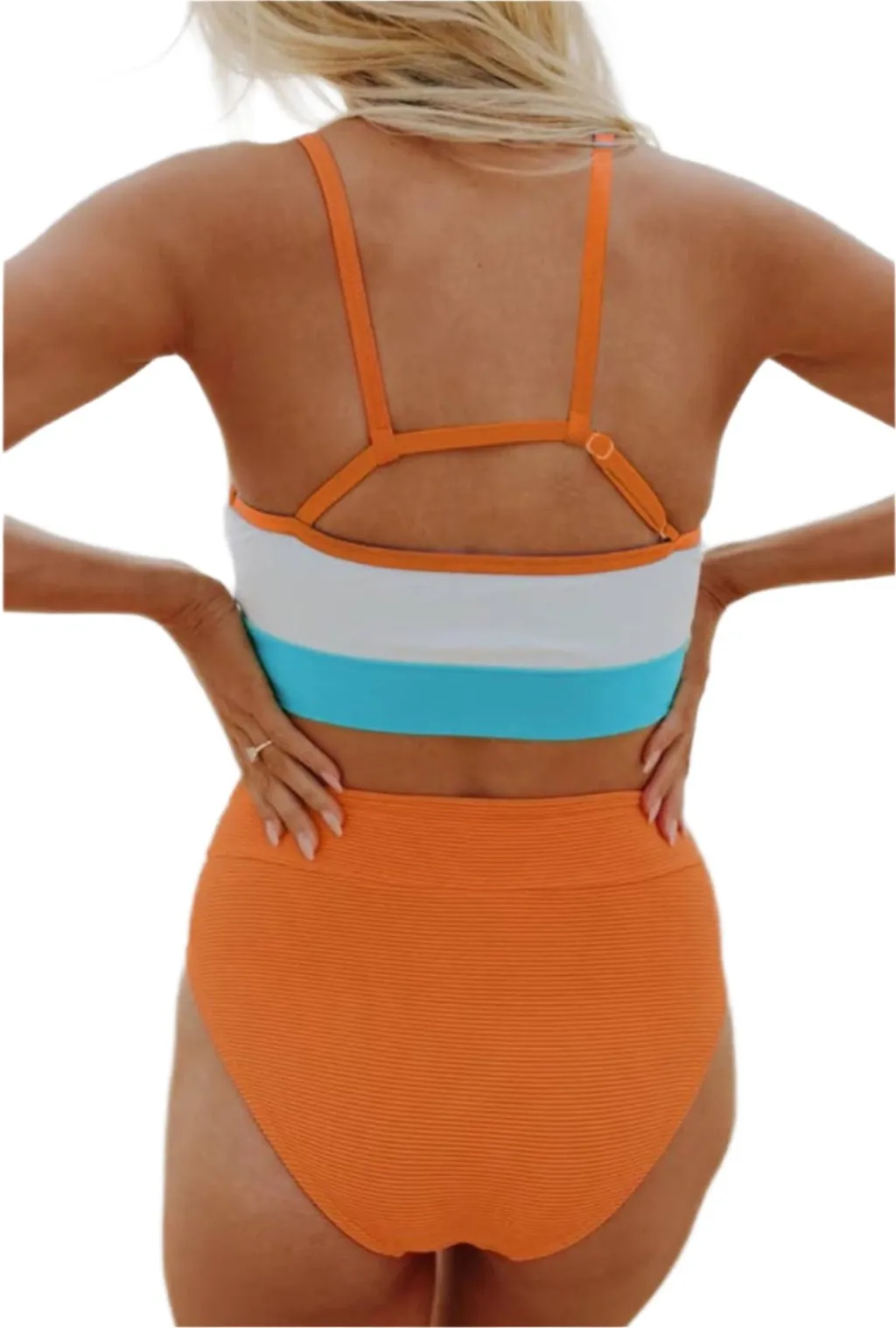 Colorblock High Waist Bikini Swimsuit