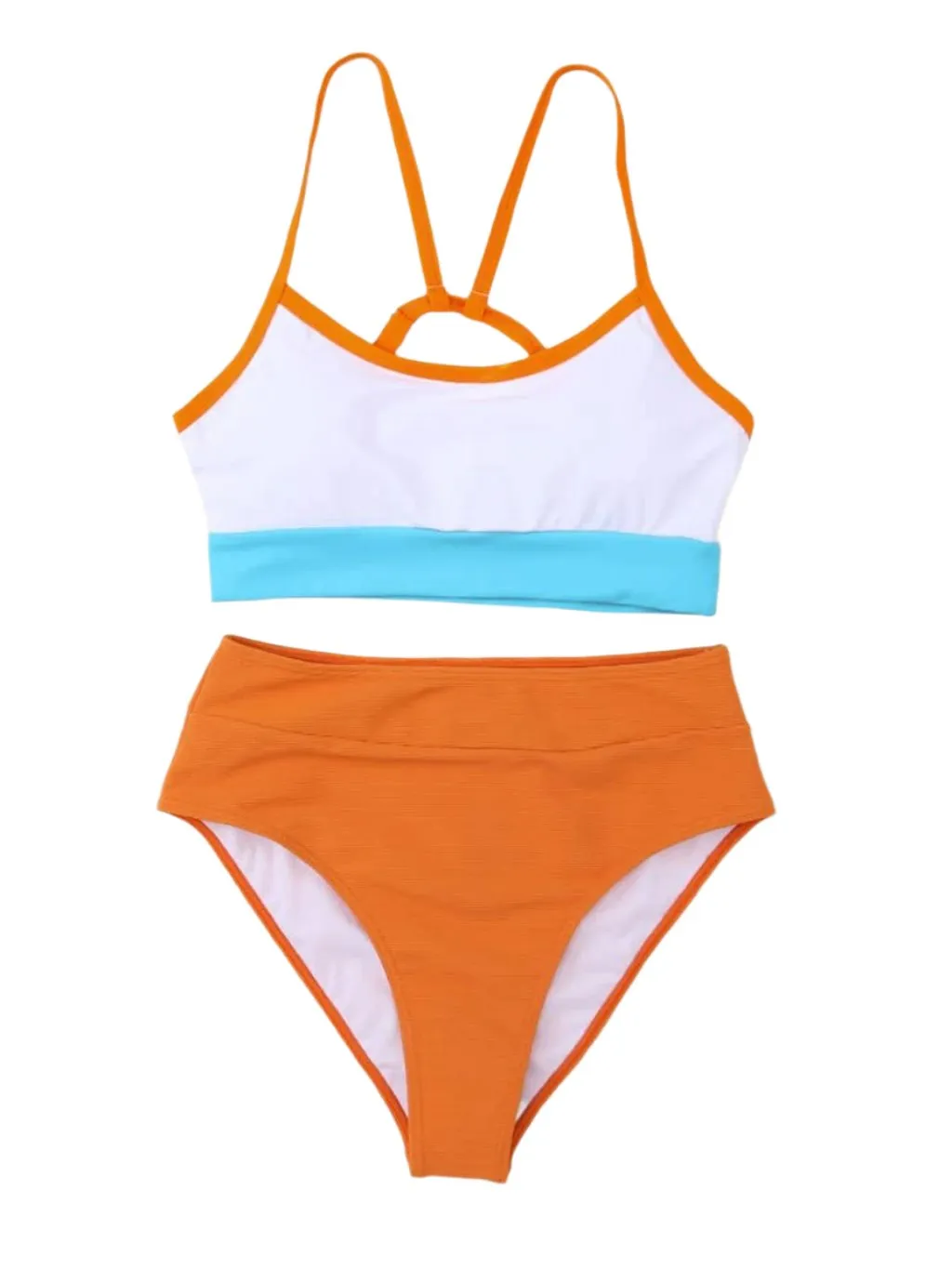 Colorblock High Waist Bikini Swimsuit