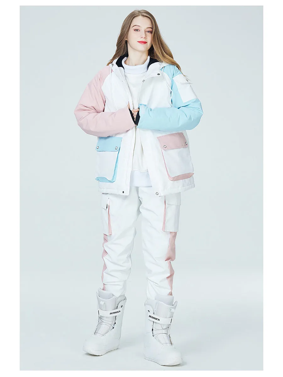 Colorblock Women Ski Anorak Jacket & Cargo Pants