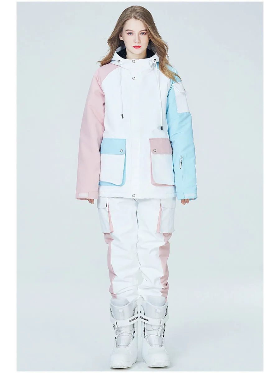 Colorblock Women Ski Anorak Jacket & Cargo Pants