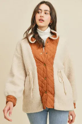 Contrast Sherpa Buttoned Jacket