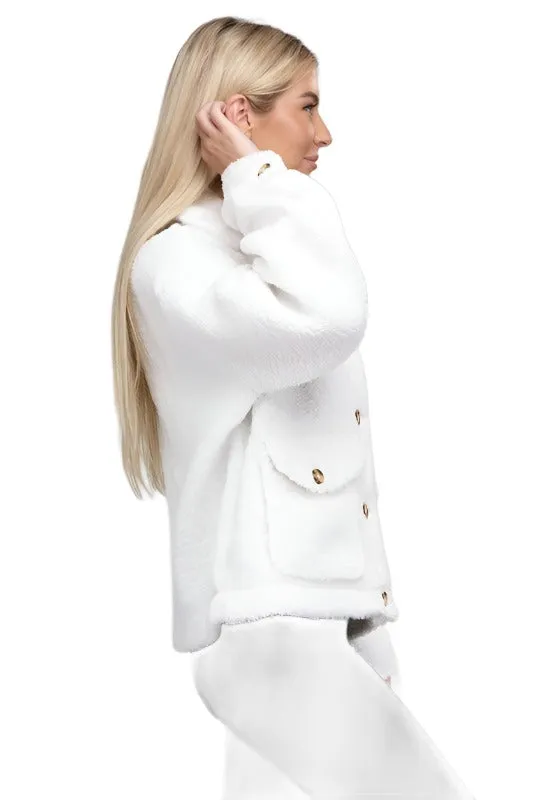 Cozy Sherpa Button-Front Jacket