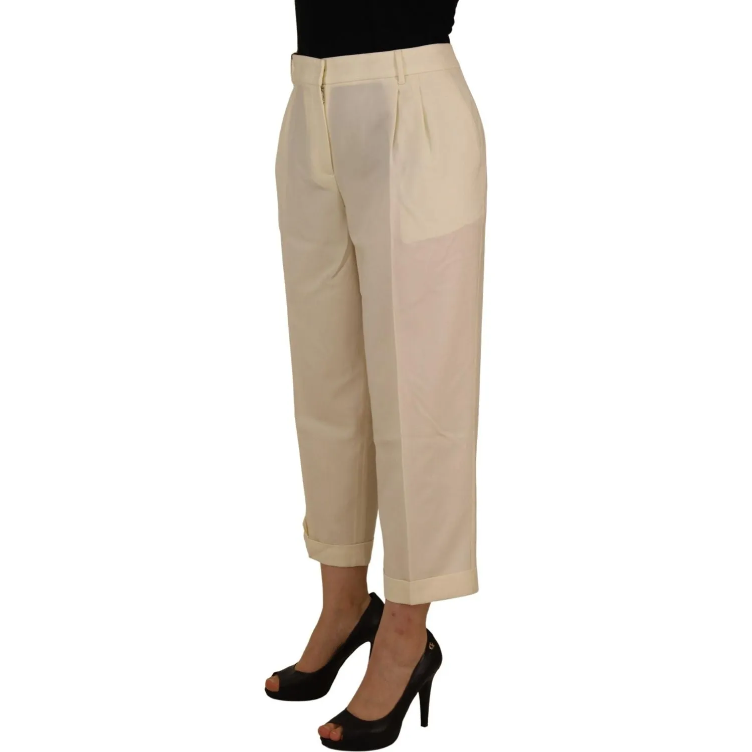 Dolce & Gabbana Elegant Ivory High-Waist Wool Pants