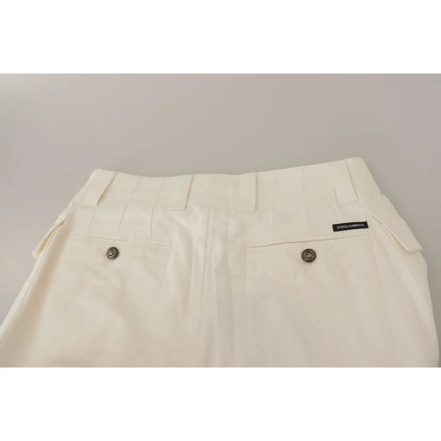 Dolce & Gabbana Elegant White High-Waist Tapered Trousers