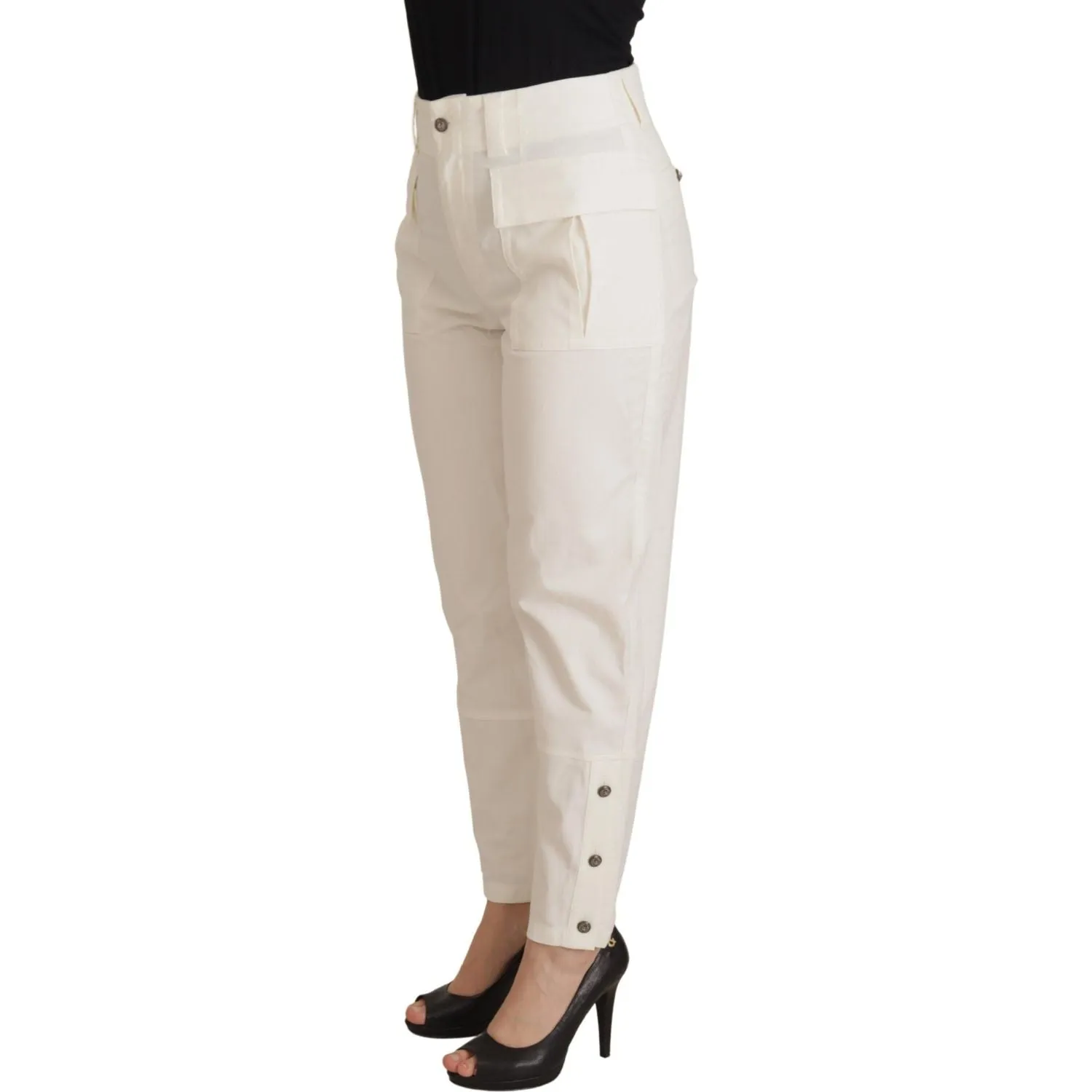 Dolce & Gabbana Elegant White High-Waist Tapered Trousers