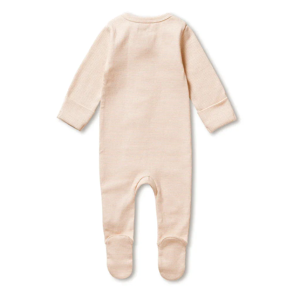 Dusk Organic Stripe Rib Zipsuit with Feet