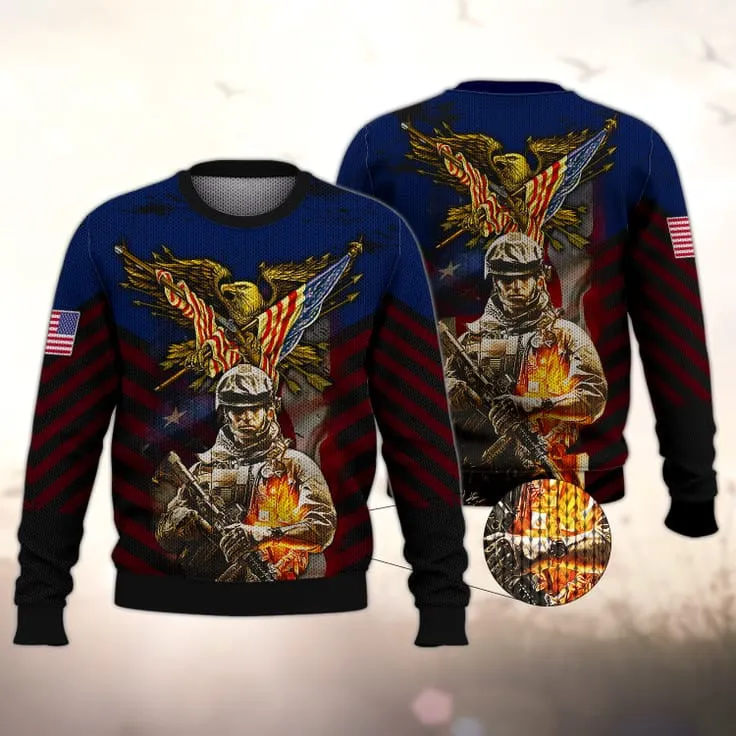 Eagle Veteran 3D Print On Shirt, Men Sweatshirt For Veteran, Present To Veteran