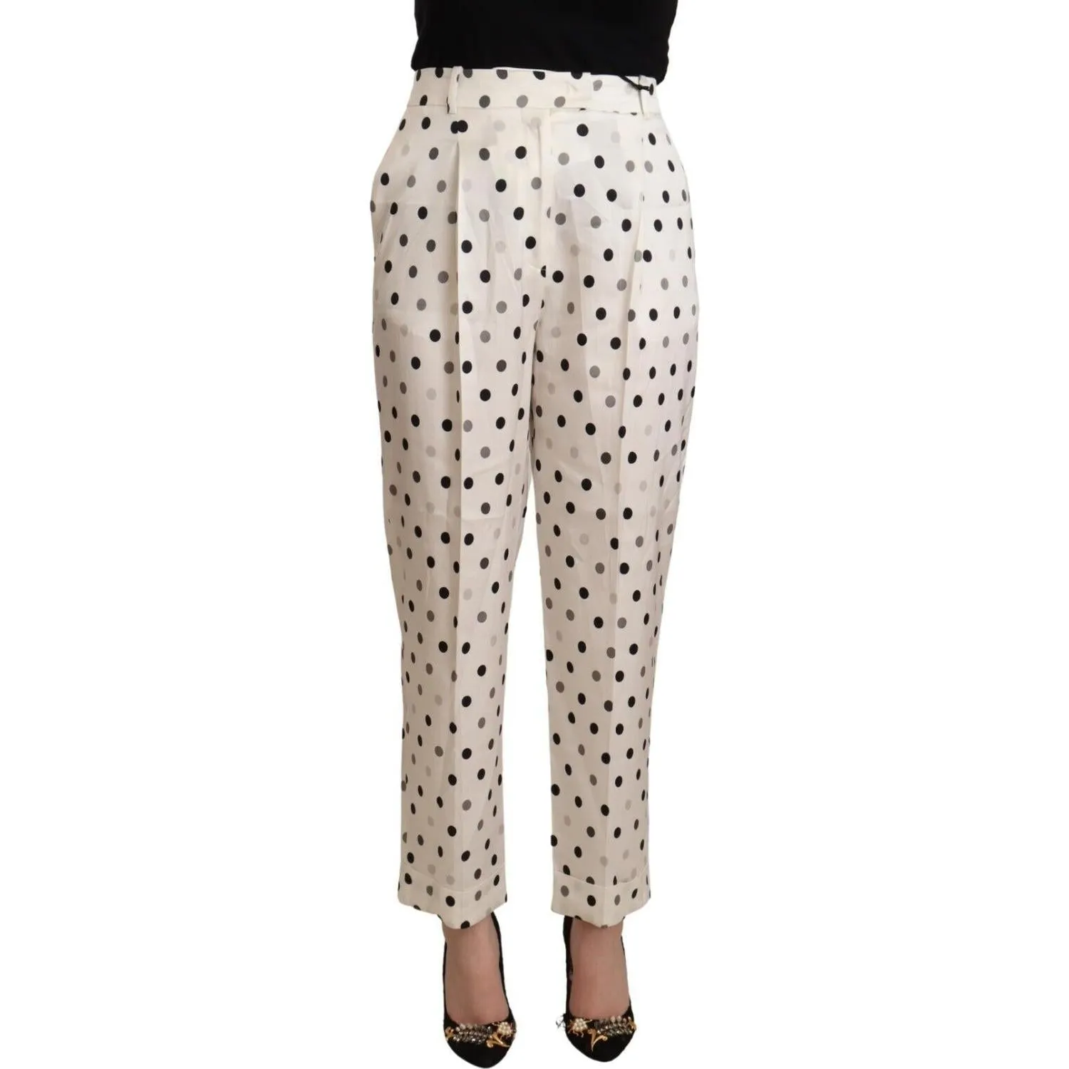 Ermanno Scervino Chic High Waist Polka Dotted Tapered Pants