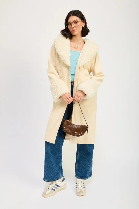 Faux Fur Trench Coat