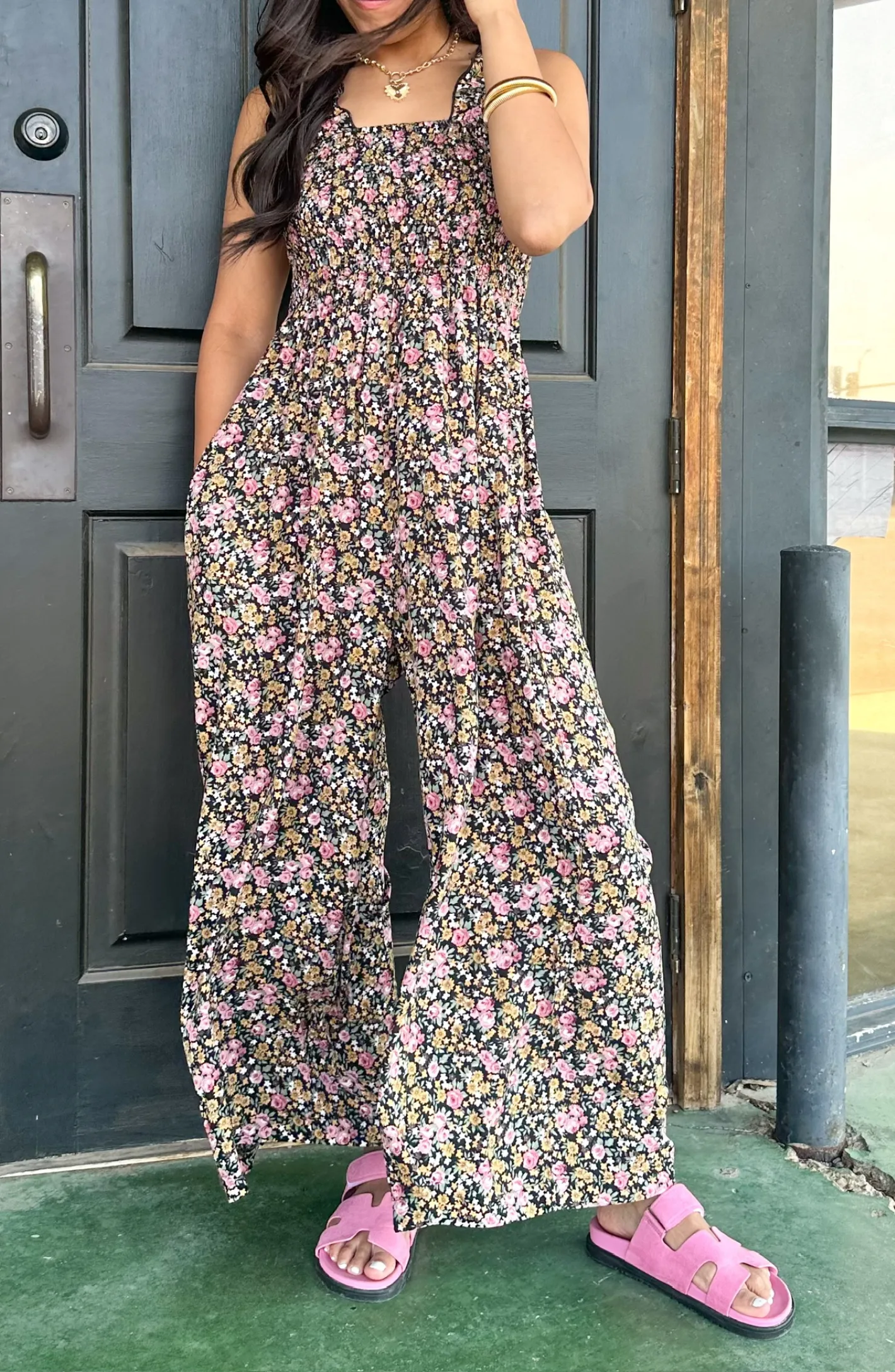 Floral in Love Smocked Jumpsuit