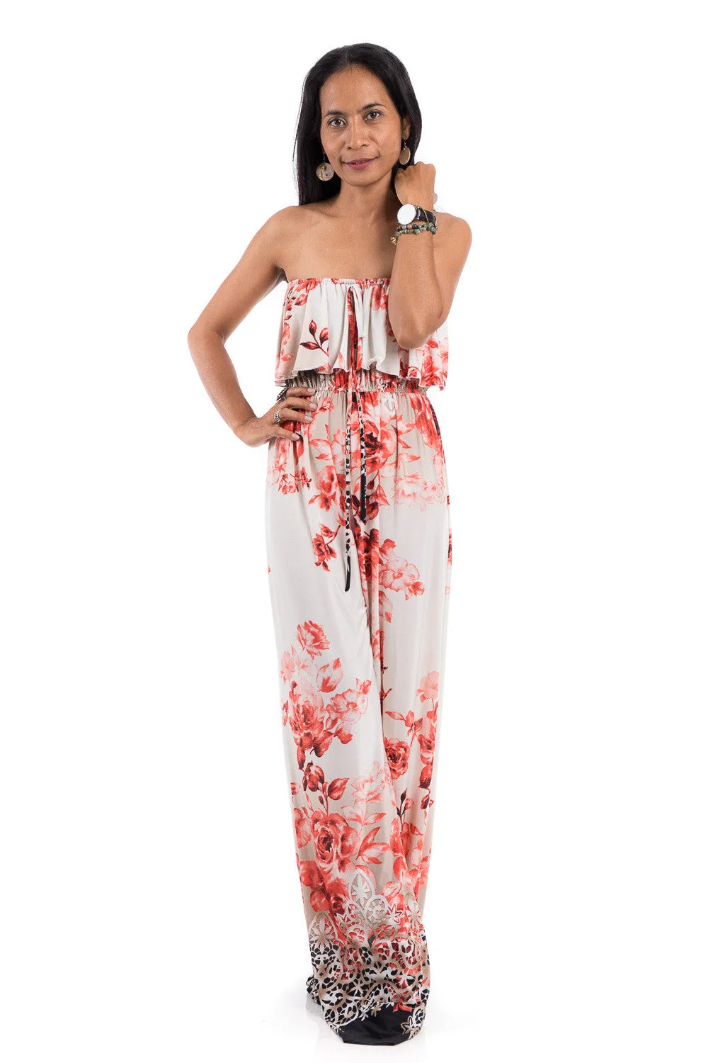 Floral Jumpsuit - Halter top jumpsuit