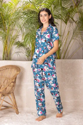 Floral rayon night suit