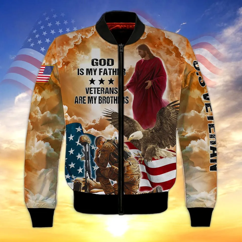 God Is My Father Veterans Are My Brothers 3D Print Shirt, Us Veteran Hawaiian Shirt Short Sleeve, Gift For A Veteran