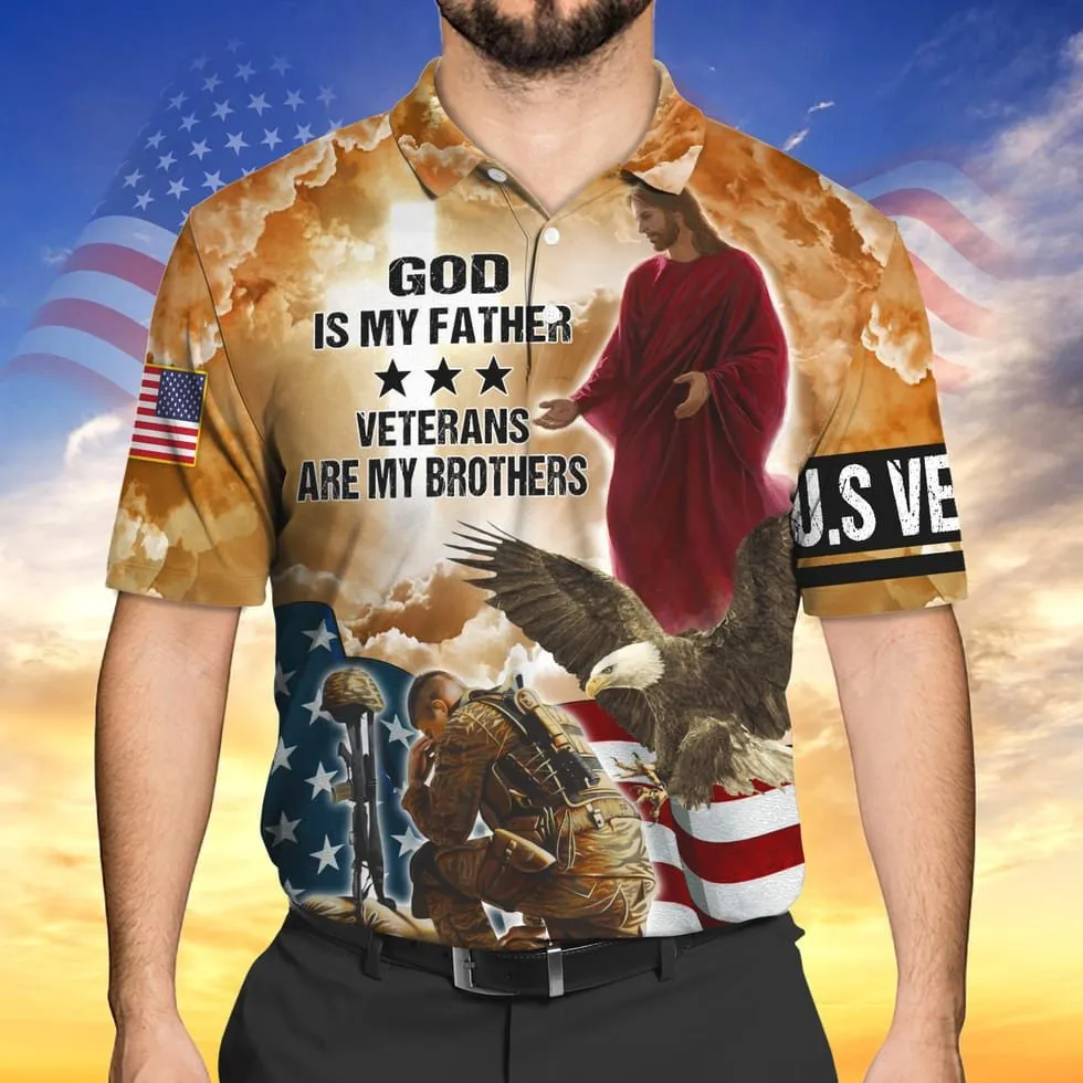 God Is My Father Veterans Are My Brothers 3D Print Shirt, Us Veteran Hawaiian Shirt Short Sleeve, Gift For A Veteran